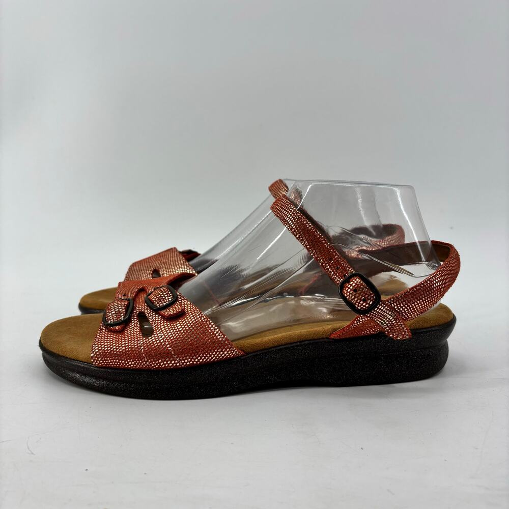 Sas Duo Womens Sandals Size 10.5 Metallic Orange Leather Comfort